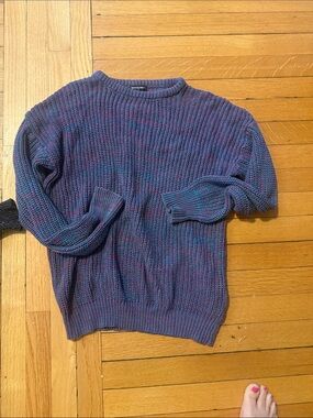 Vintage American Apparel Men’s Crewneck Sweater in Blue and Purple Marled knit